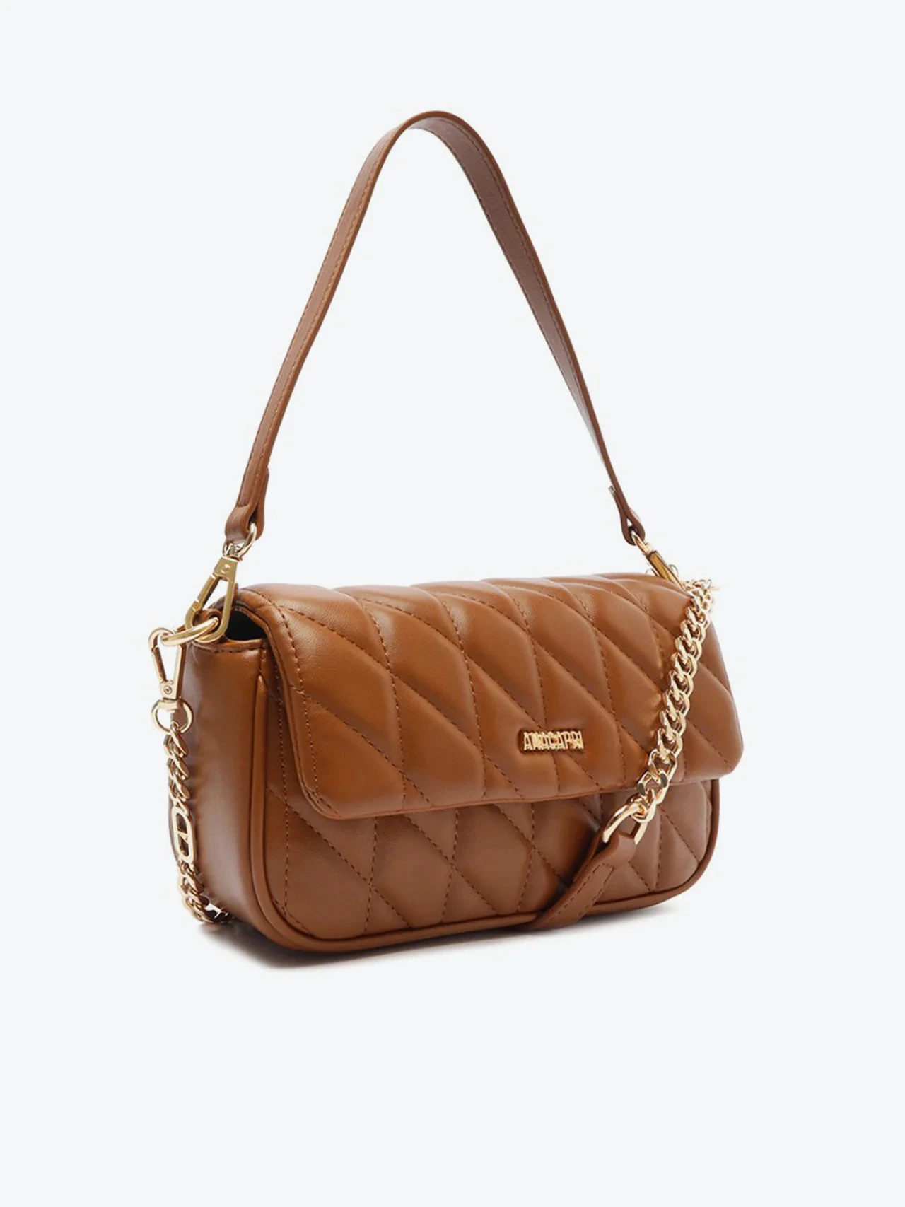 Bolsa Tiracolo Média Matelassê Triangular Marrom