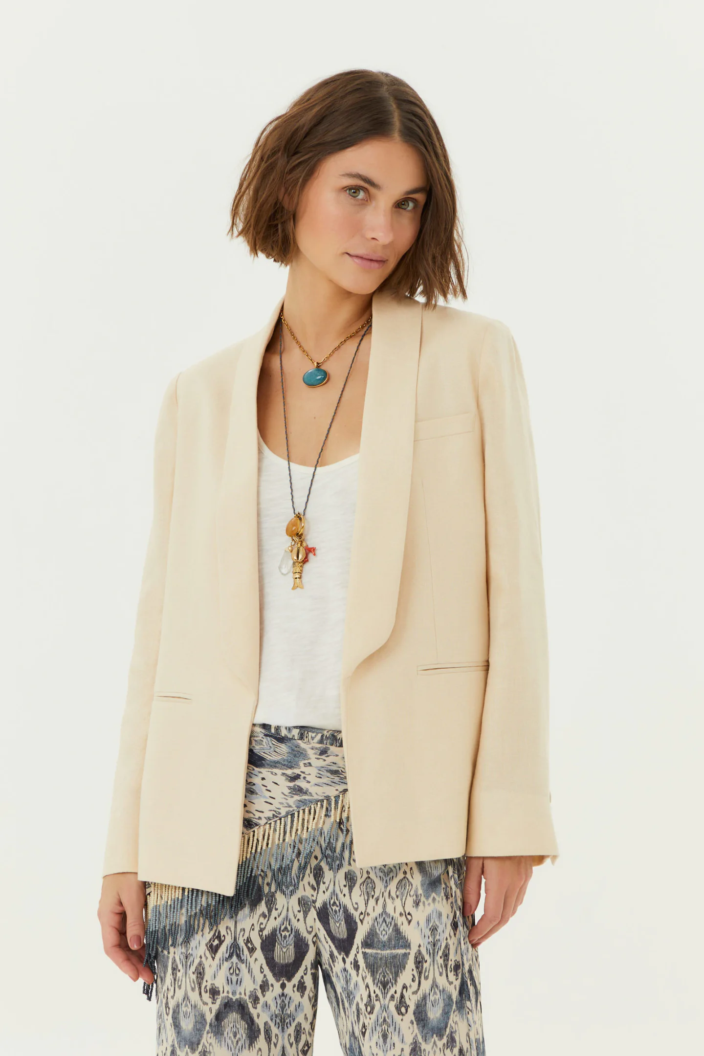 Blazer Linho Alfaiataria Assimetrico