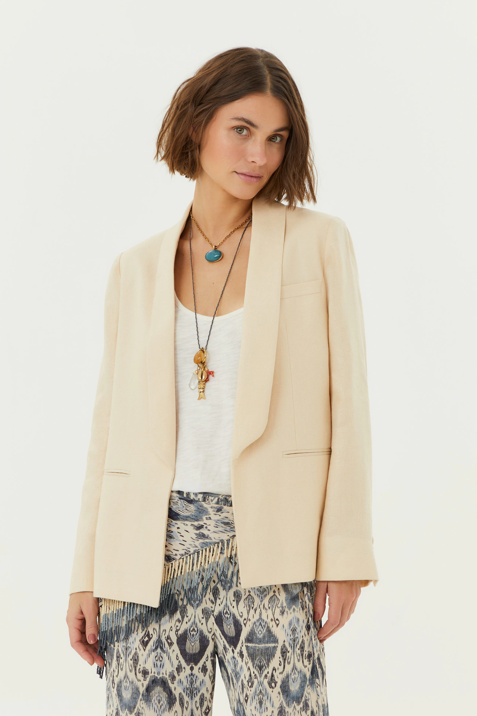 Blazer Linho Alfaiataria Assimetrico