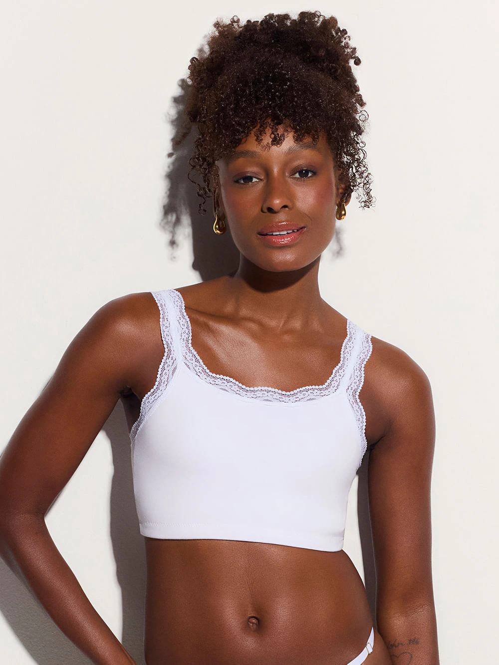 Sutiã Top Algodão Renda Pop Colors Branco
