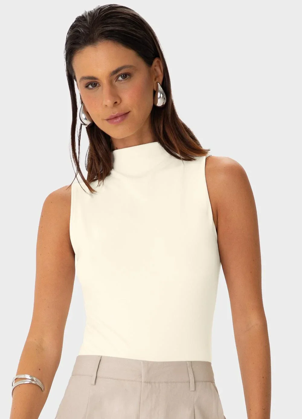 Enfim - Blusa Justa em Viscose Off White