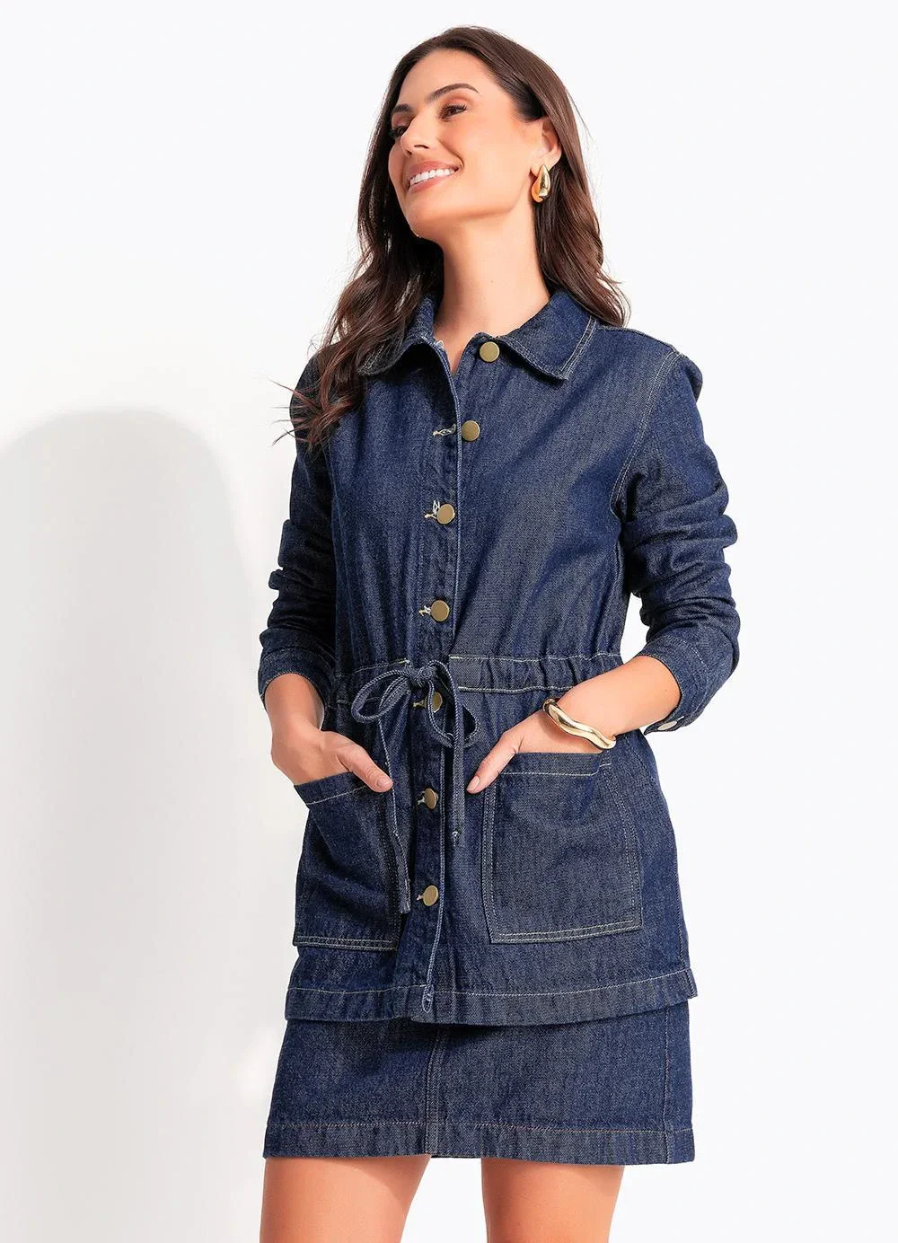 Quintess - Parka Azul Escuro em Jeans