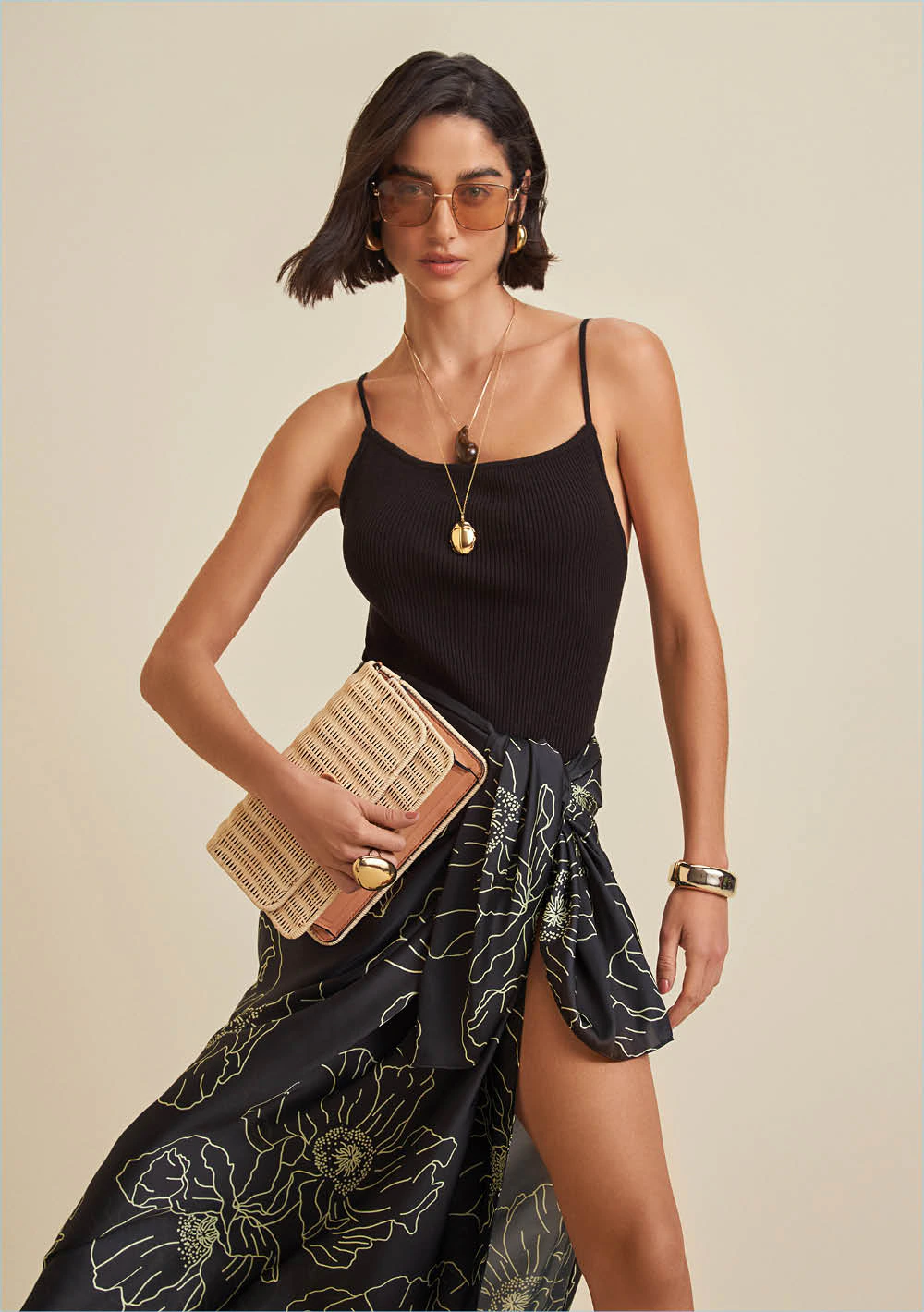 Blusa Morena Rosa Decote Reto Alça Tricot Preto