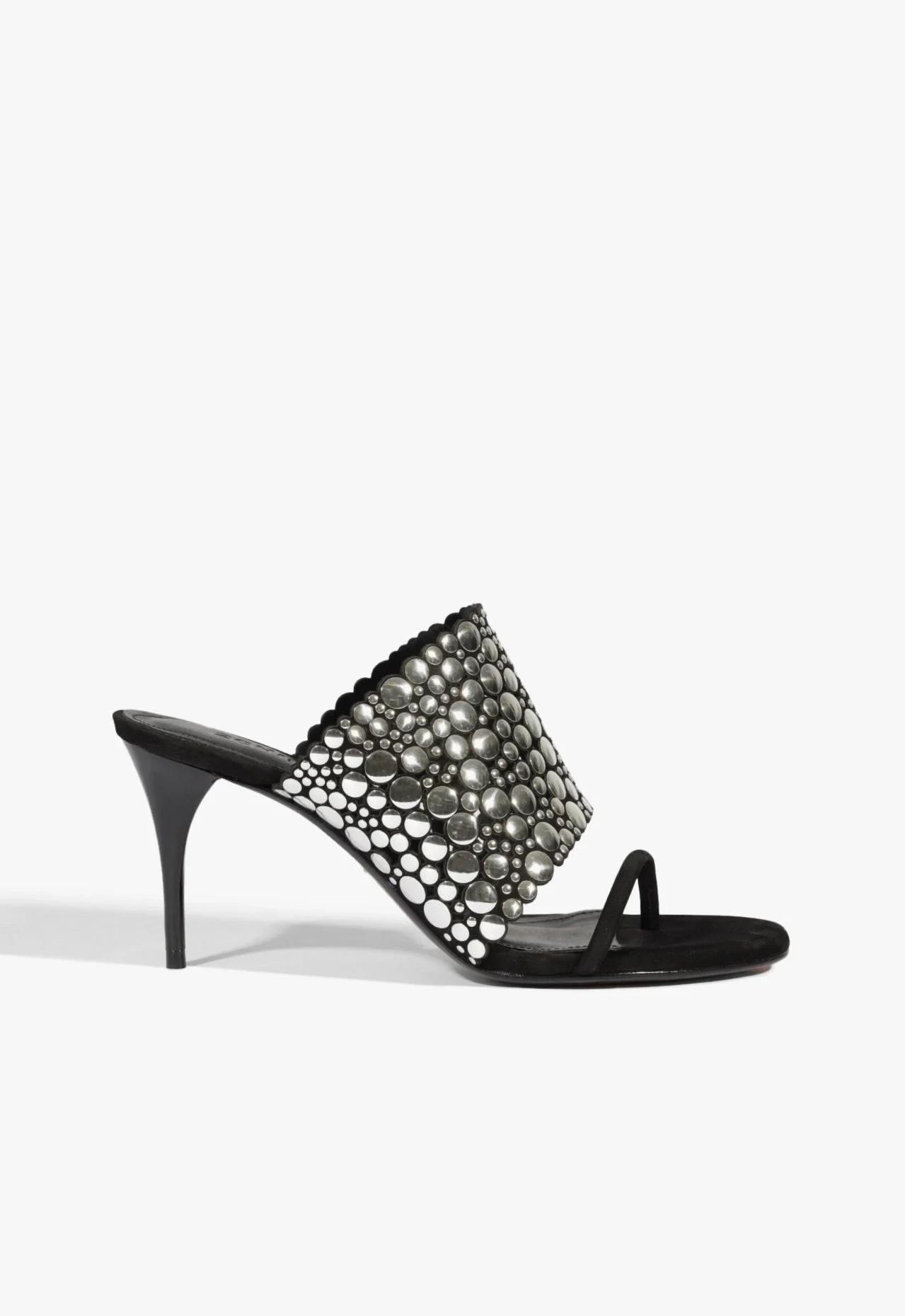 Sandália Mule Astra Studs Couro Preta