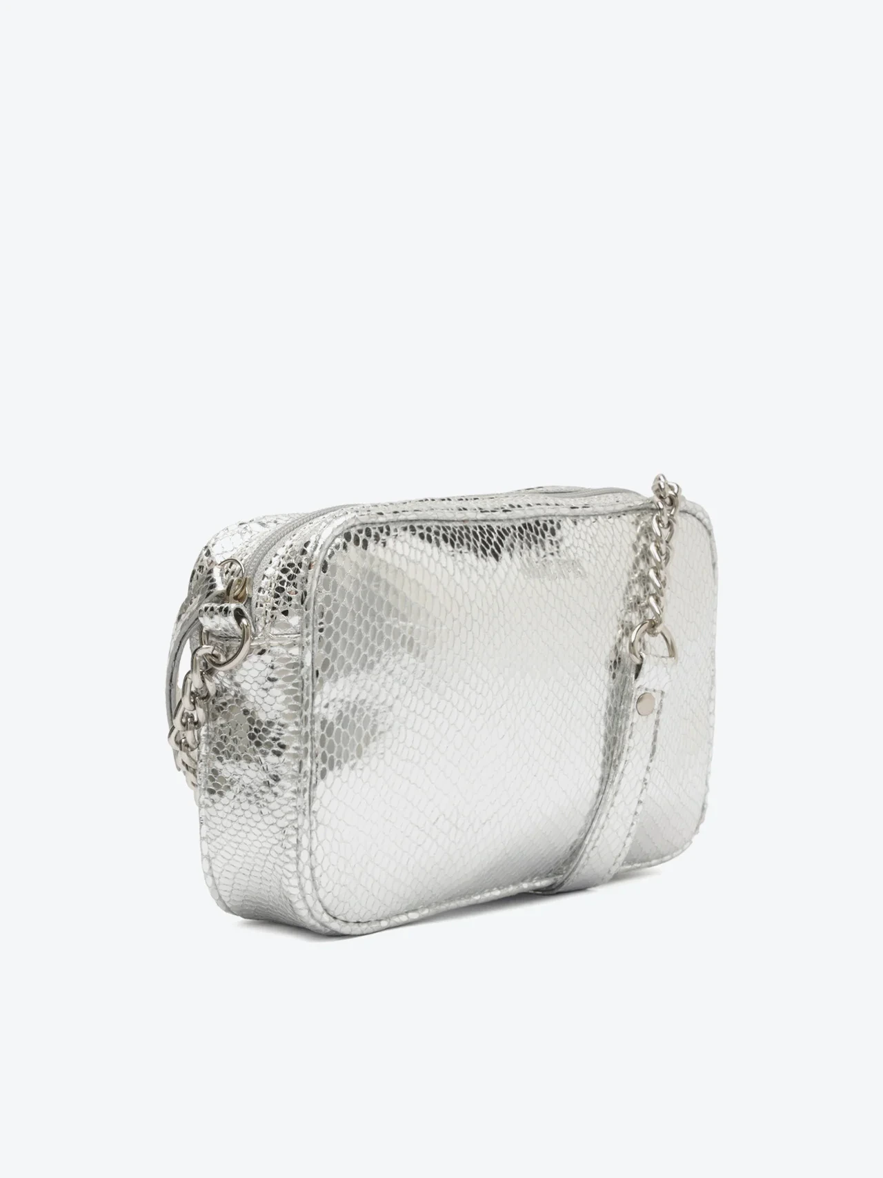 Bolsa Tiracolo Pequena Snake Prata