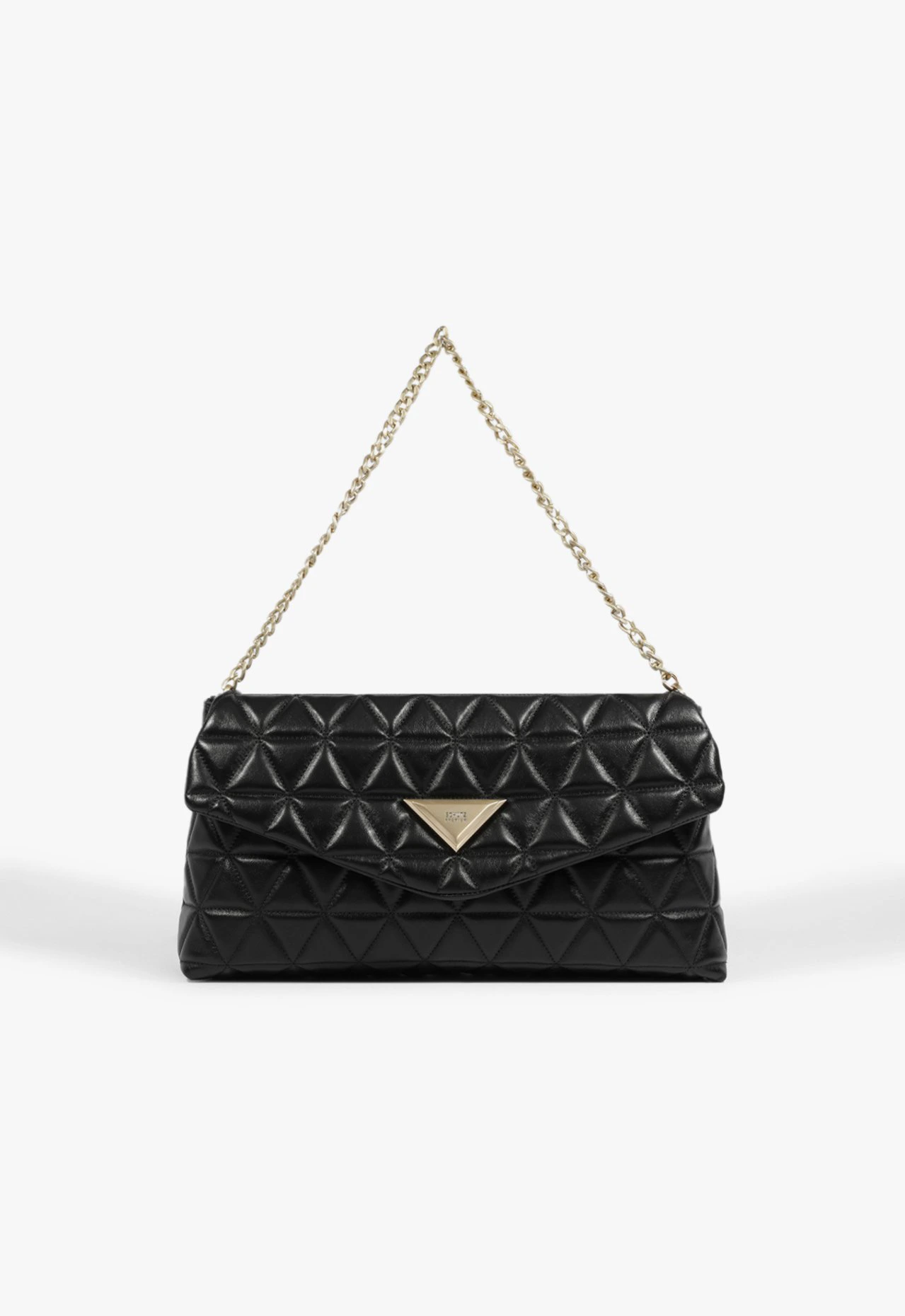 Bolsa Tiracolo 944 Grande Couro Preta e Dourado