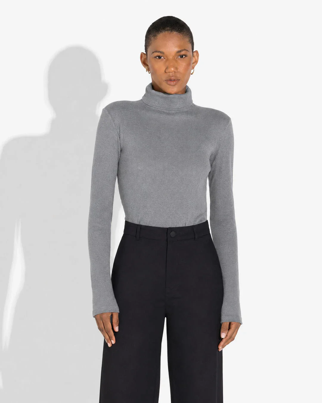 Blusa Canelado Algodão Gola Rolê Feminina