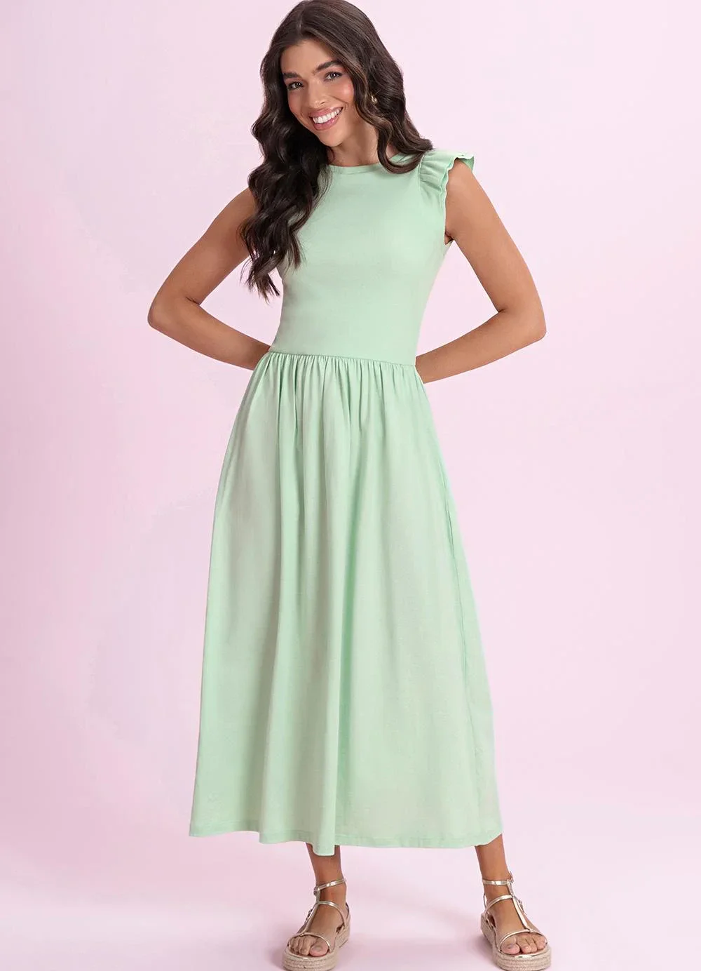Angel - Vestido Midi em Meia Malha Verde