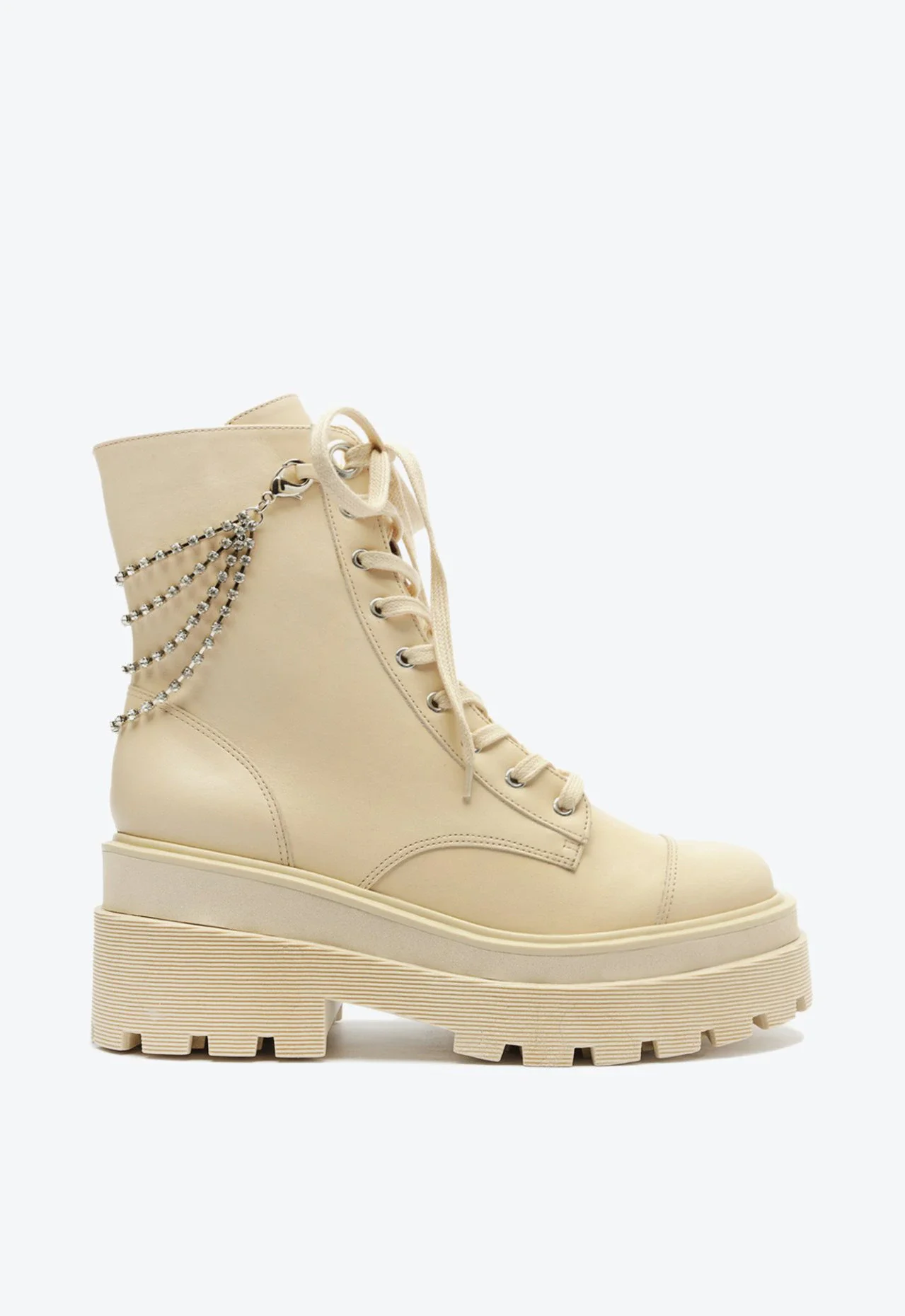 Bota Coturno Tratorado Couro Branco