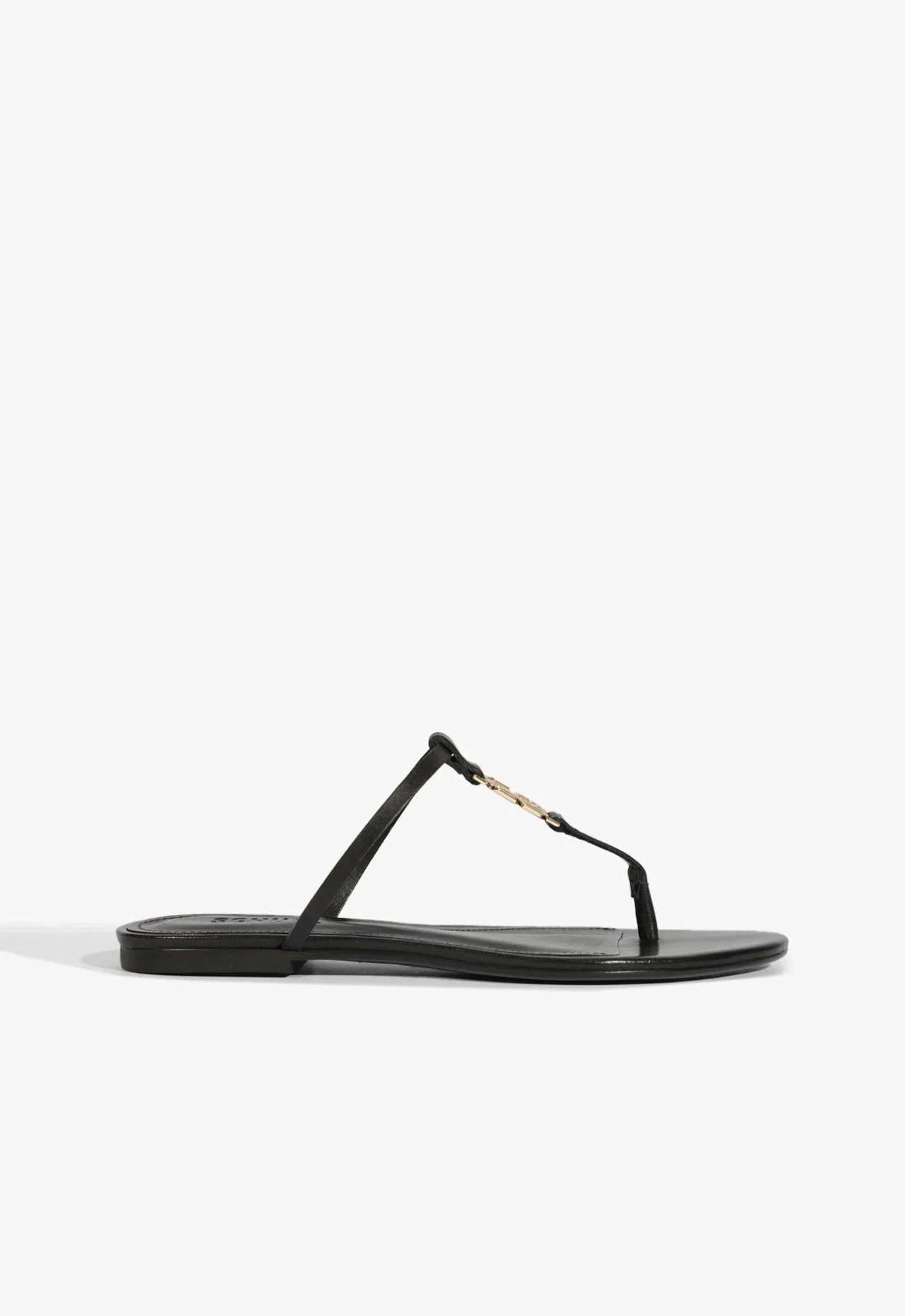 Sandália Rasteira Statement Flats Couro Preta