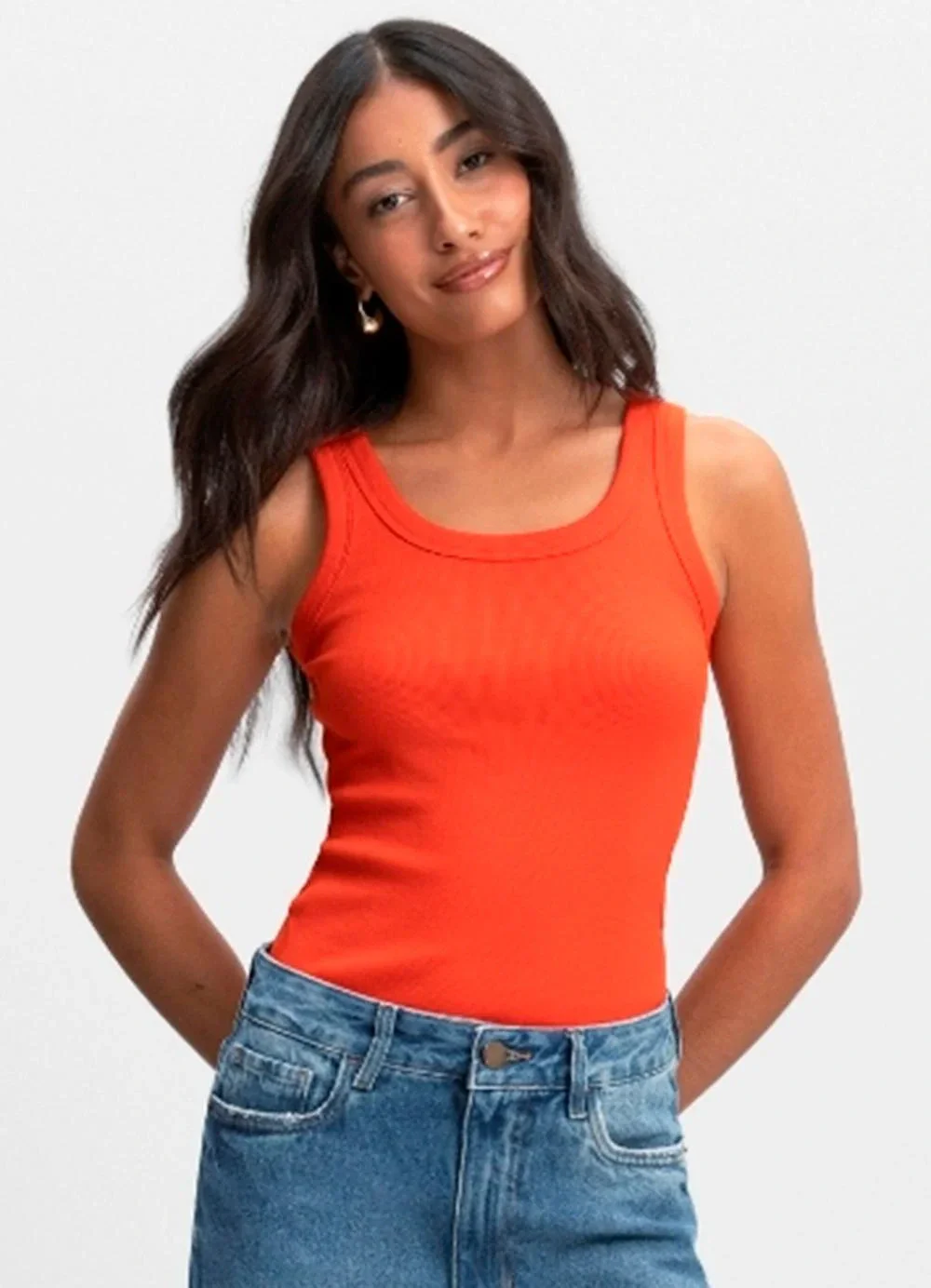 Essendi - Blusa Canelada Feminina Essencial Laranja