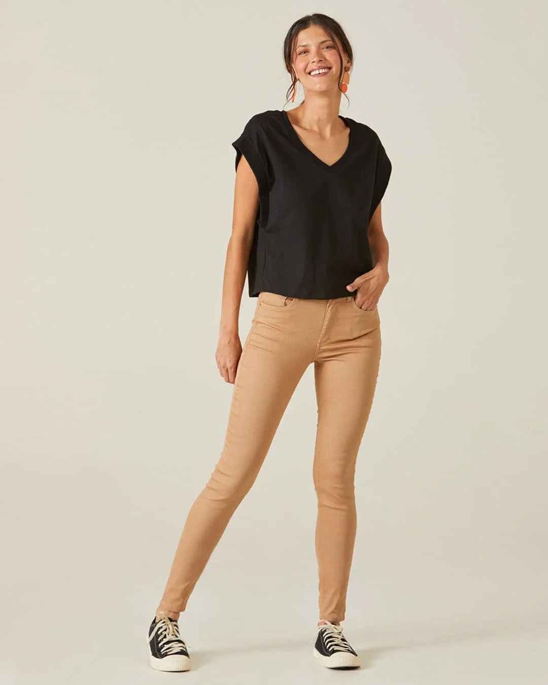Calça Skinny Feminina Cintura Média Em Flex Jeans