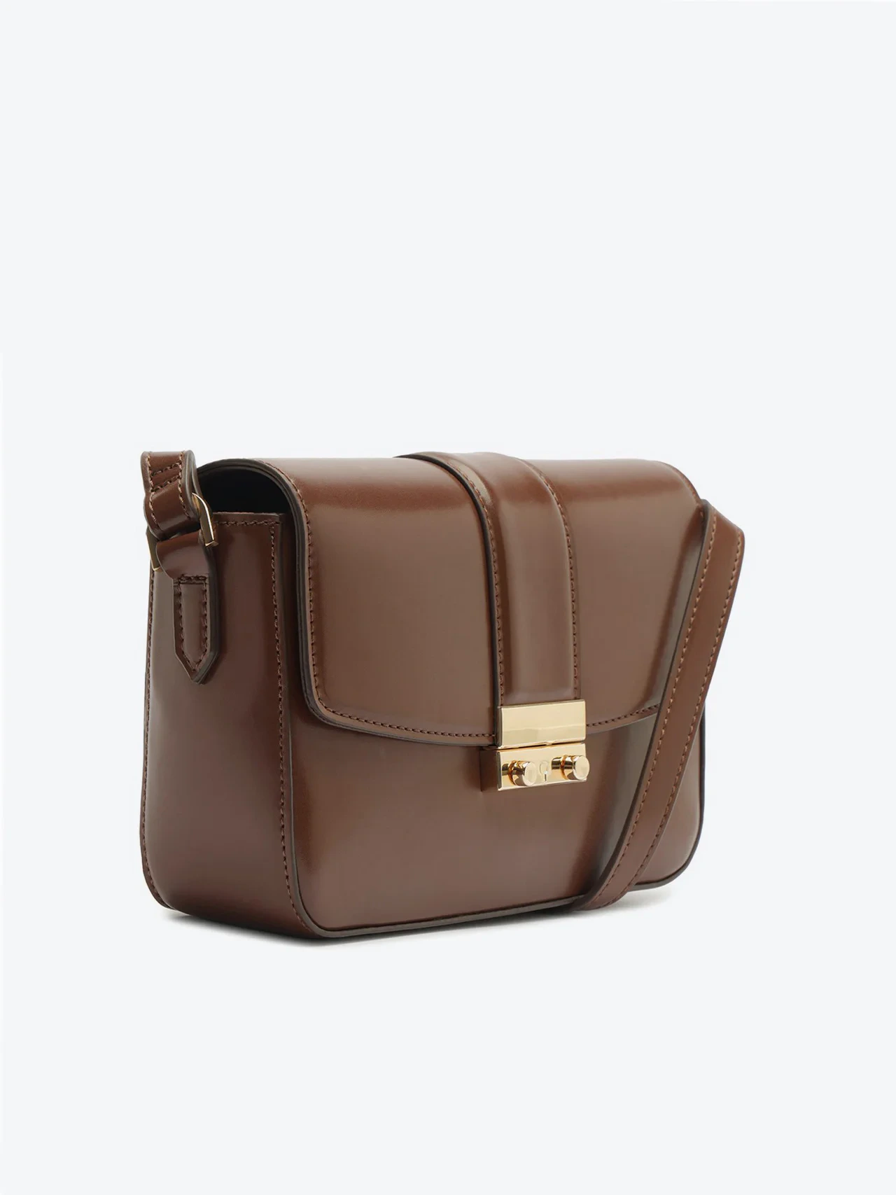 Bolsa Tiracolo Fechamento Metal Marrom