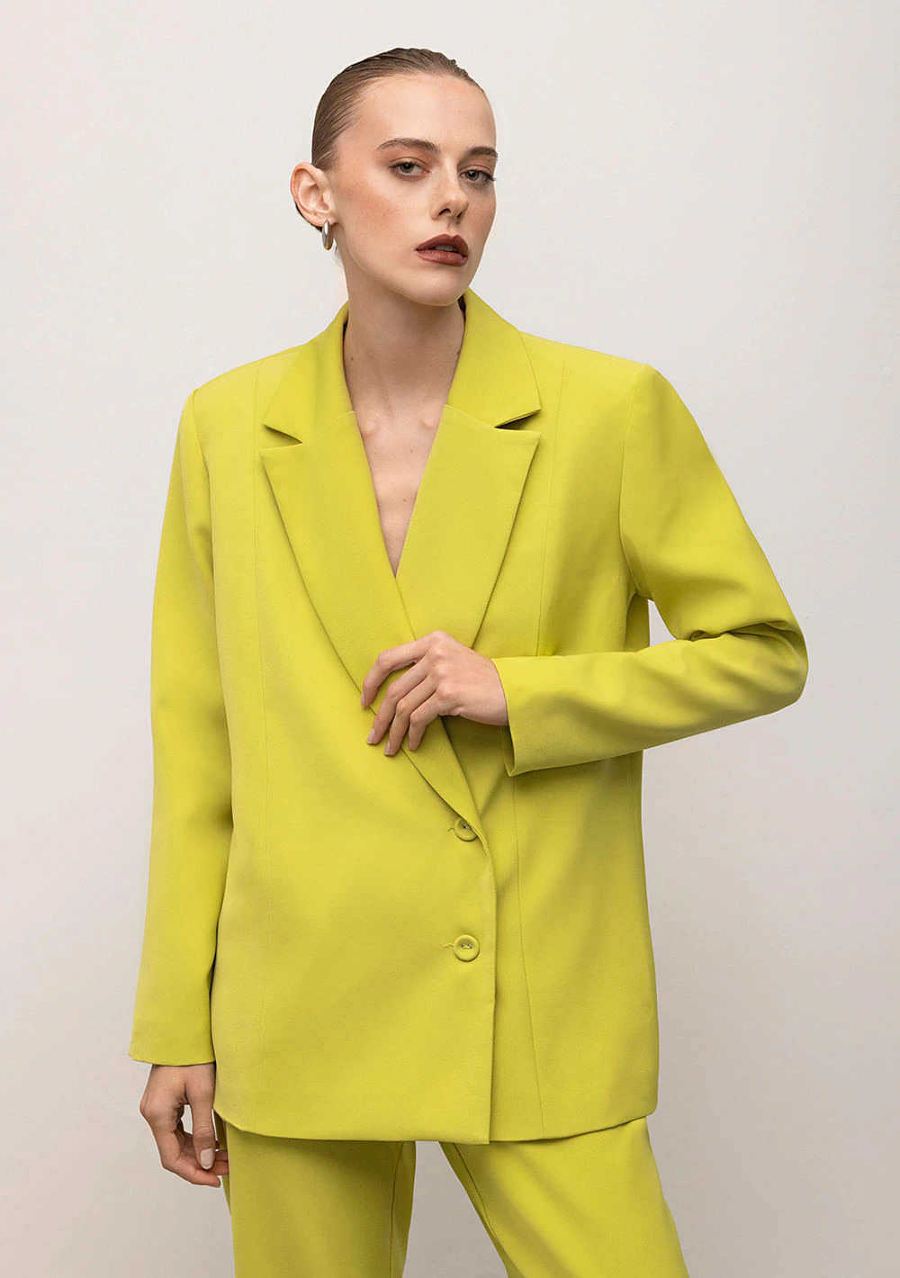 Blazer Iódice Detalhe Botão Com Faixa Verde Claro