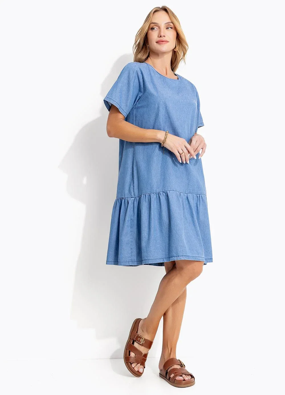 Quintess - Vestido Azul Claro em Jeans