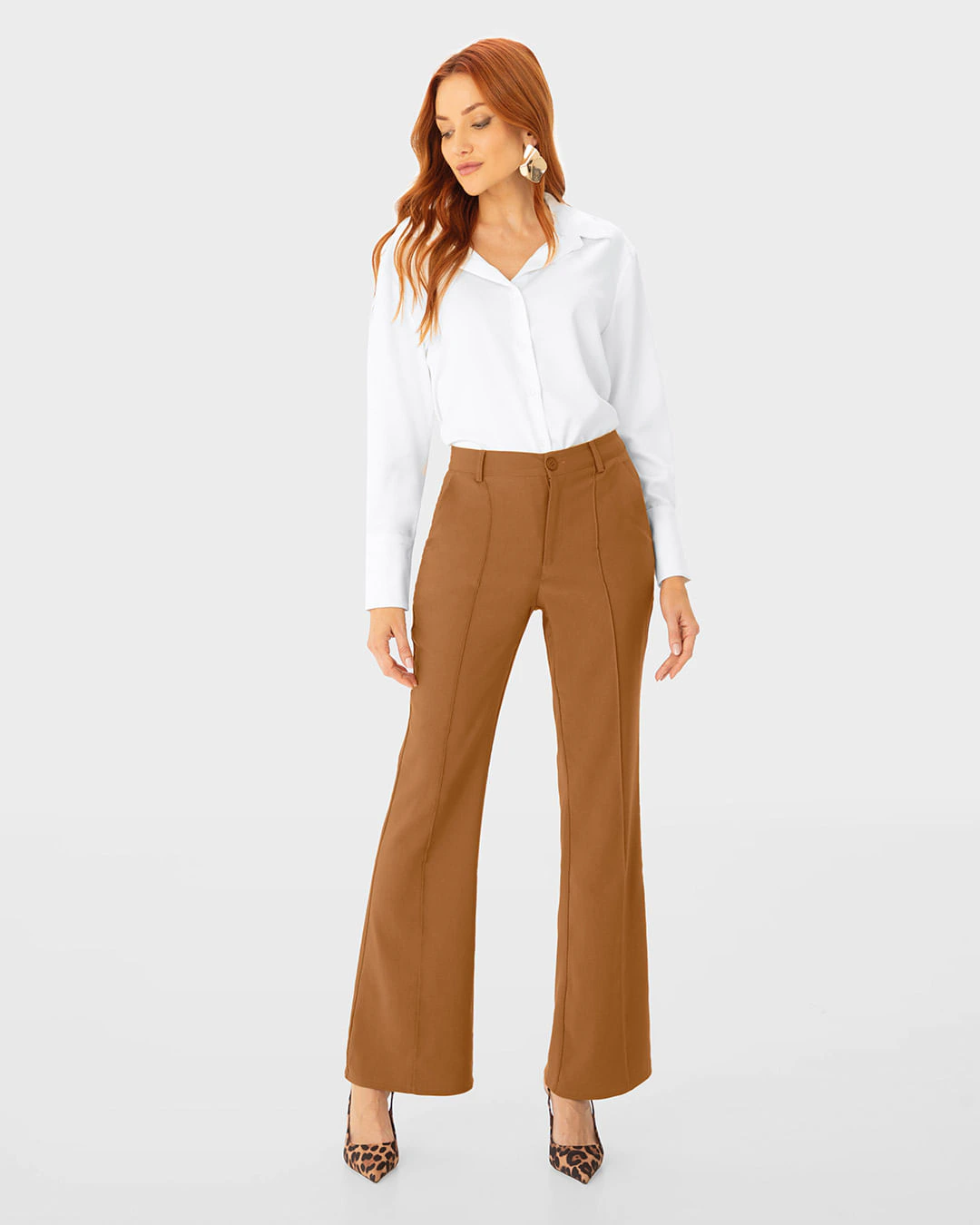 Calça Feminina Bootcut Recorte Frontal Em Crepe Stretch - ENFIM