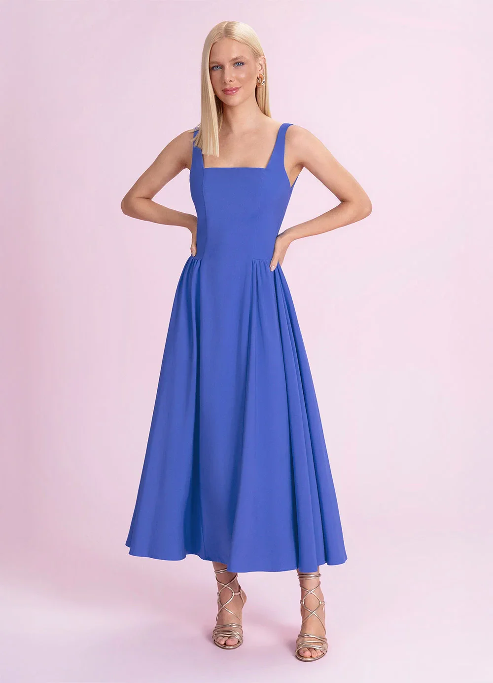 Angel - Vestido Midi Alfaiataria Azul