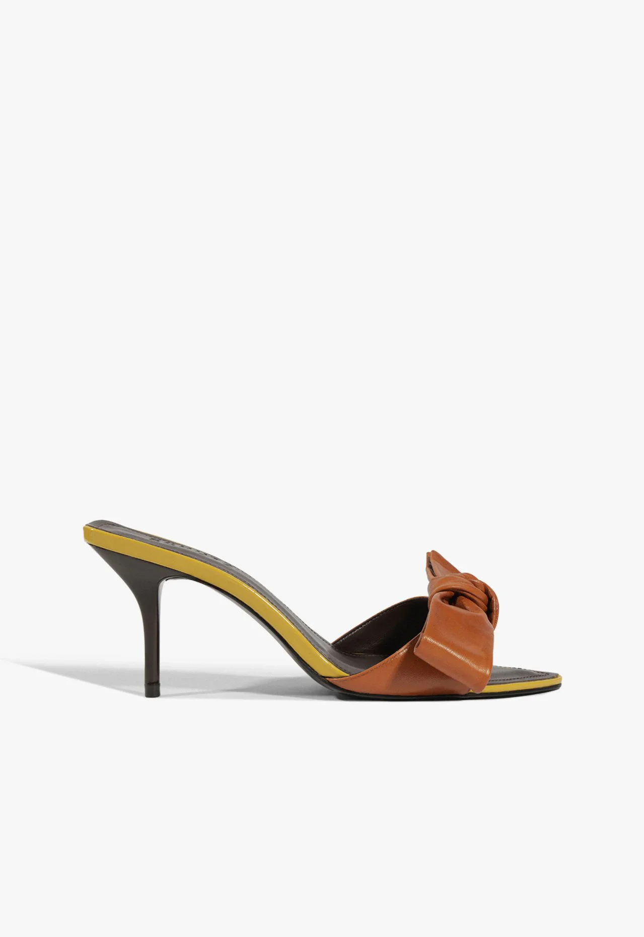 Tamanco Mule Elodie Bow Couro Marrom