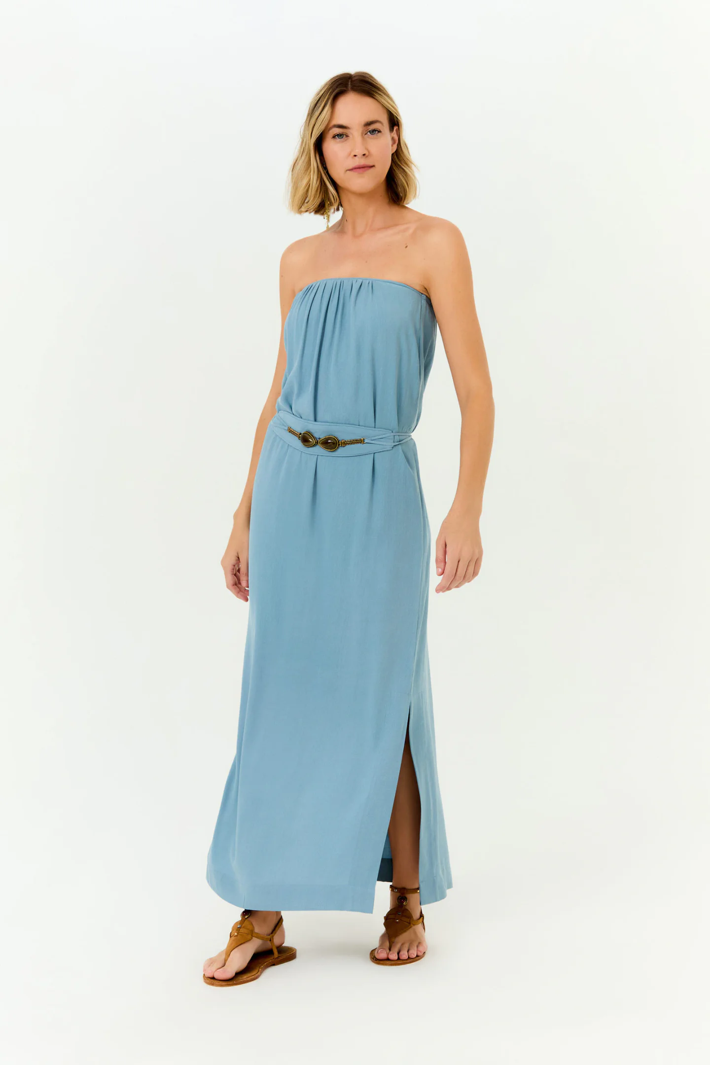 Vestido Longo Fivela Cinto