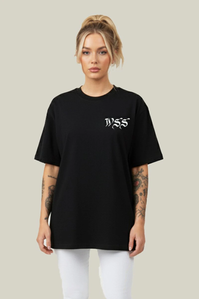 Camiseta Oversized Feminina Preta Algodão Prime WSS Cash Clown Preto