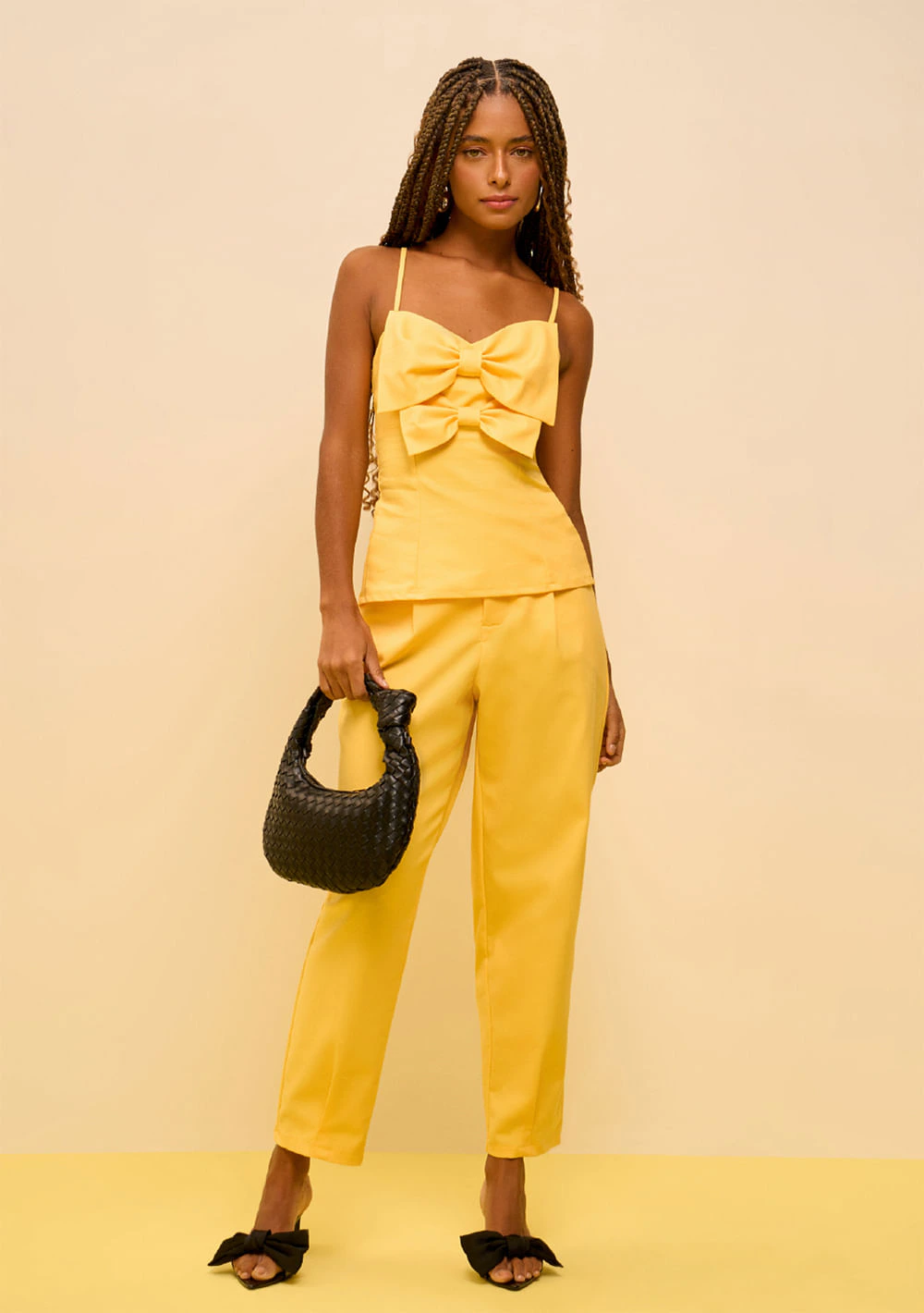 Calça Zinco Cenoura Alta Amarelo