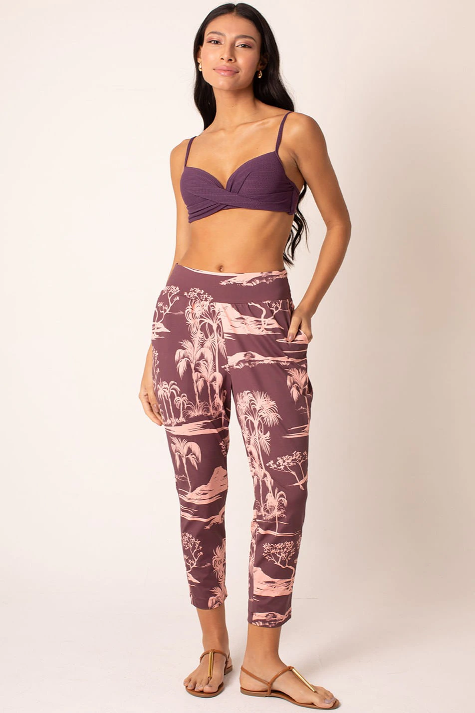Calça Feminina Fluxy Cós Largo com Bolsos - Toile Wine