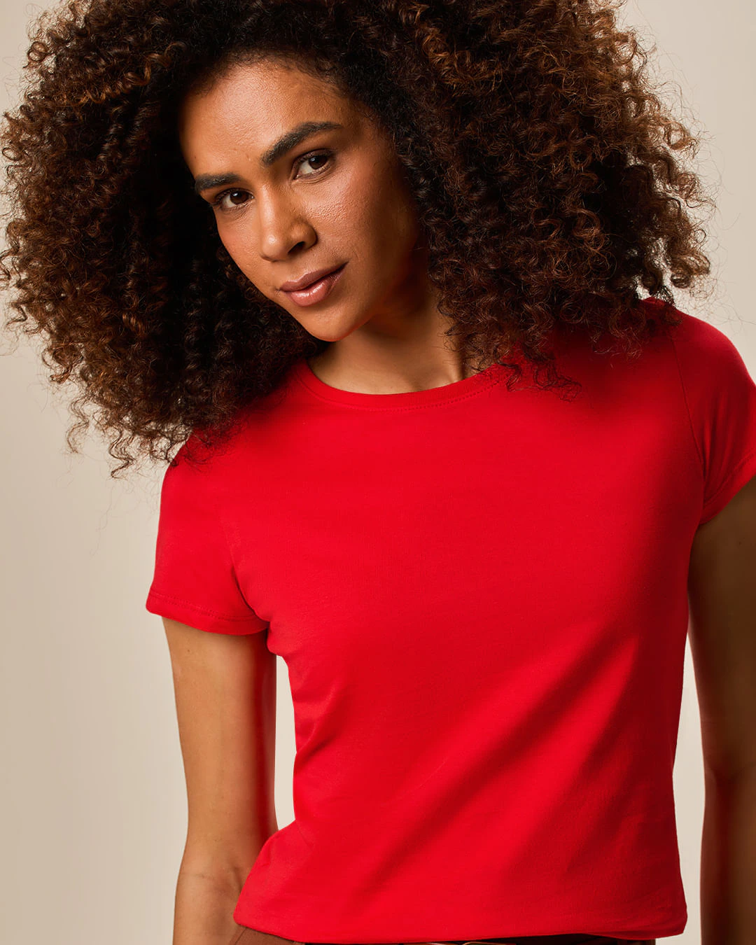 Camiseta Básica Feminina Slim Em Algodão
