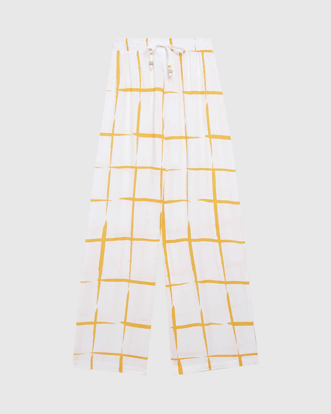 Calça Feminina Quadriculada Com Fenda Lateral Em Viscose