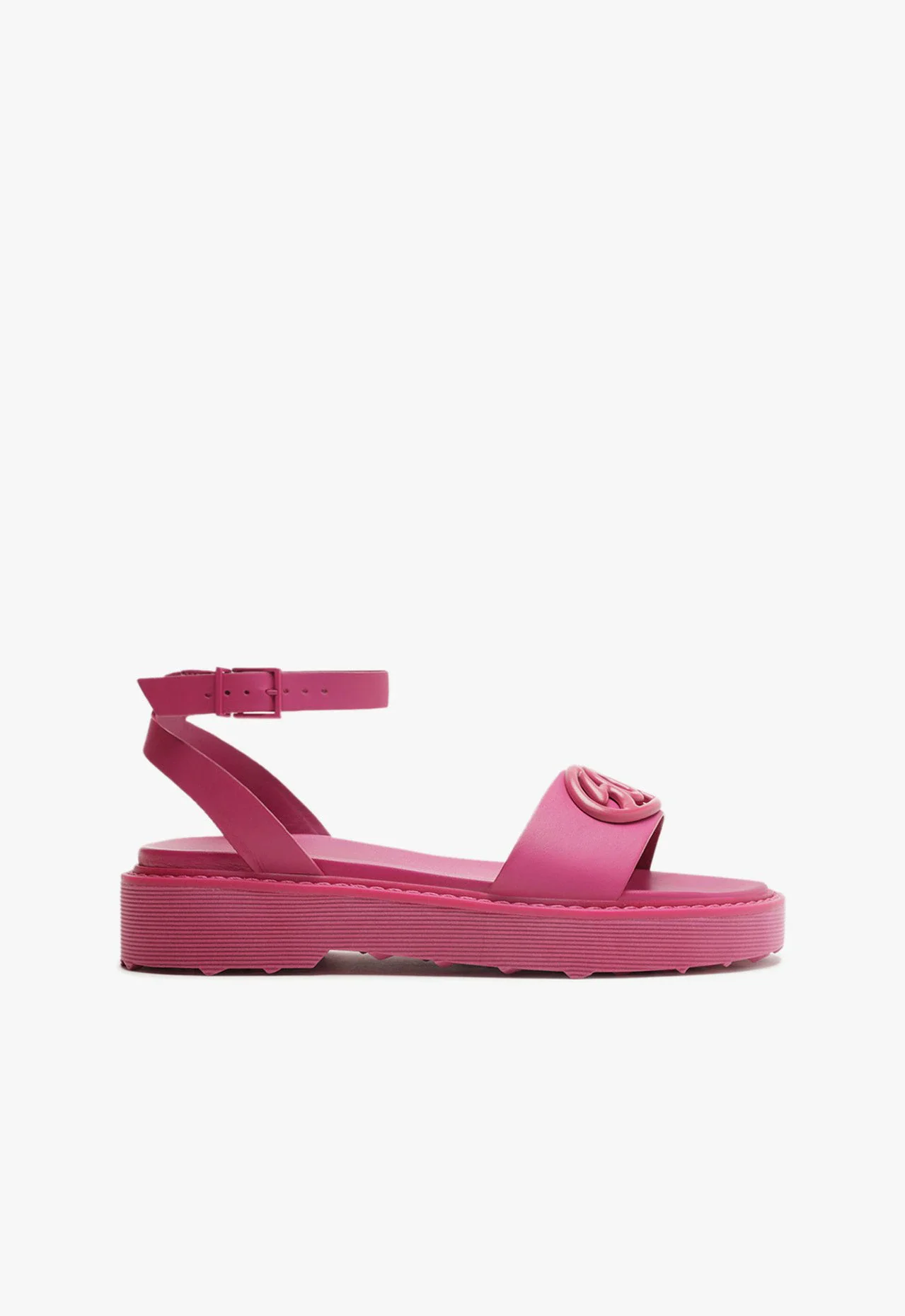 Papete Flatform Couro Rosa Pink