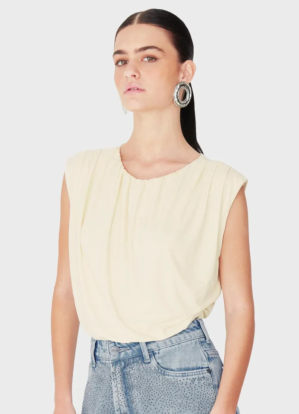 Enfim - Blusa Balonê Franzida Off White