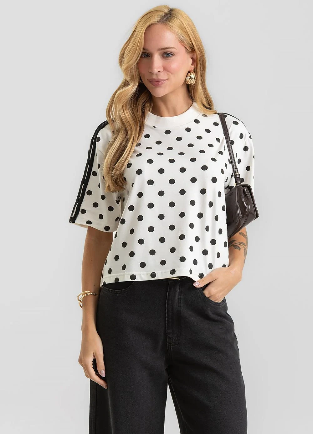 Dianna - Blusa Feminina com Estampa em Poá Bege