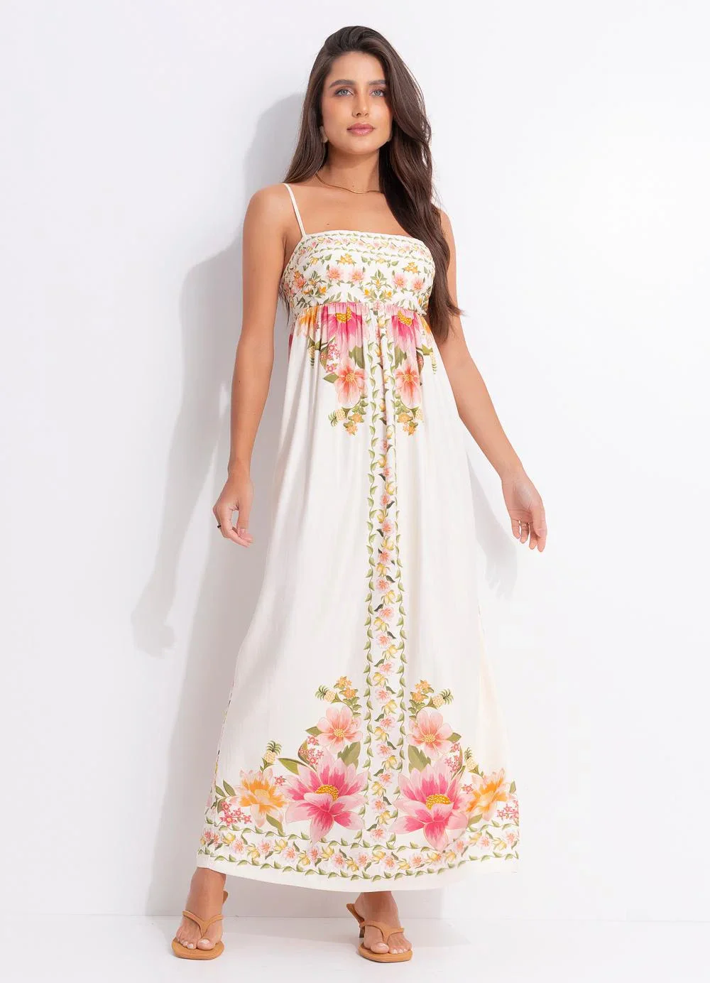 Farm - Vestido Longo Carolina Bege