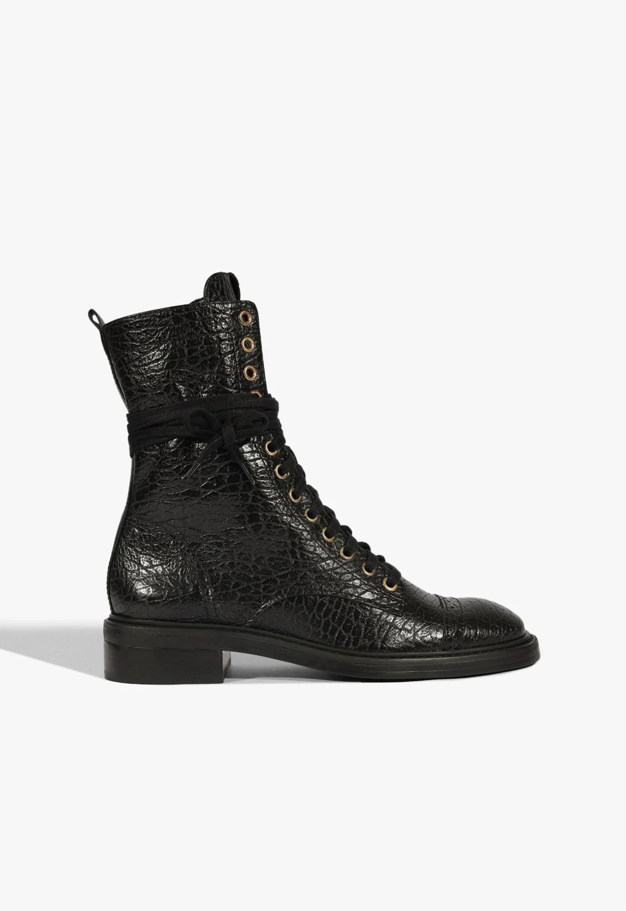 Bota Coturno Kelly Couro Preto