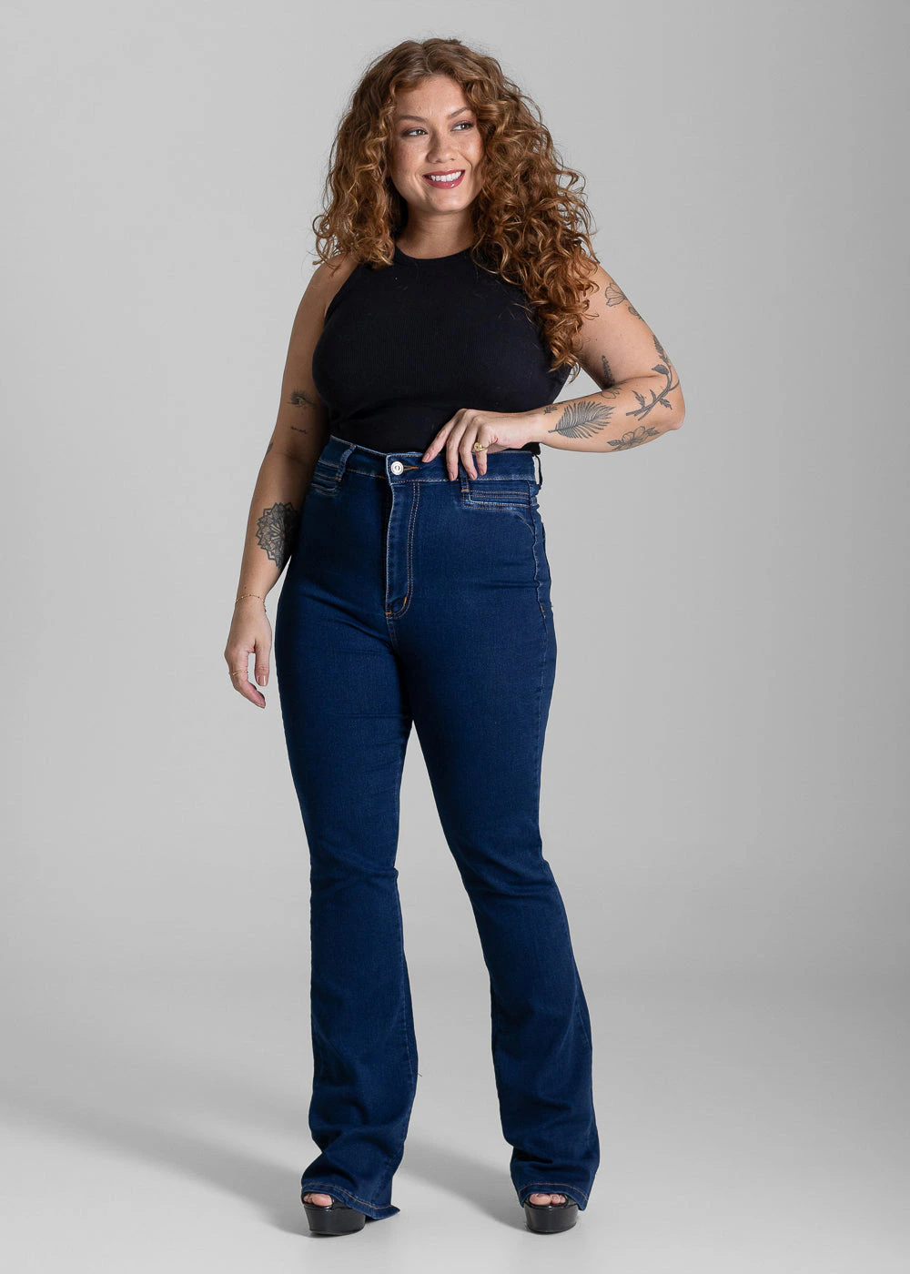 Calça Jeans Sawary Plus Size Boot Cut - 284078 AZUL