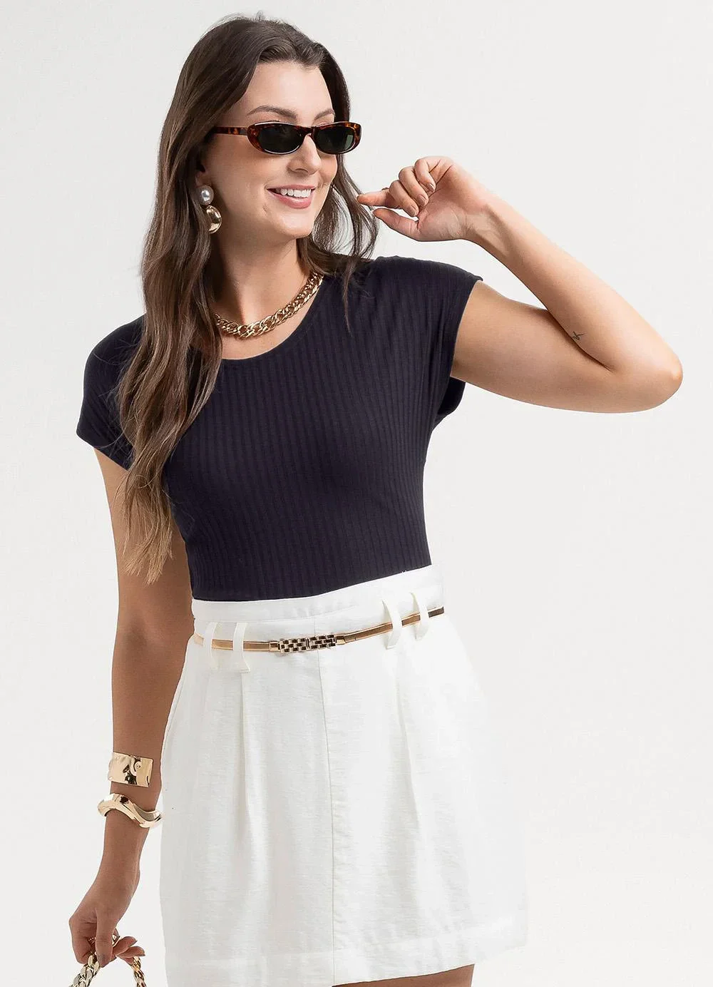 Habana - Blusa em Canelado Preto