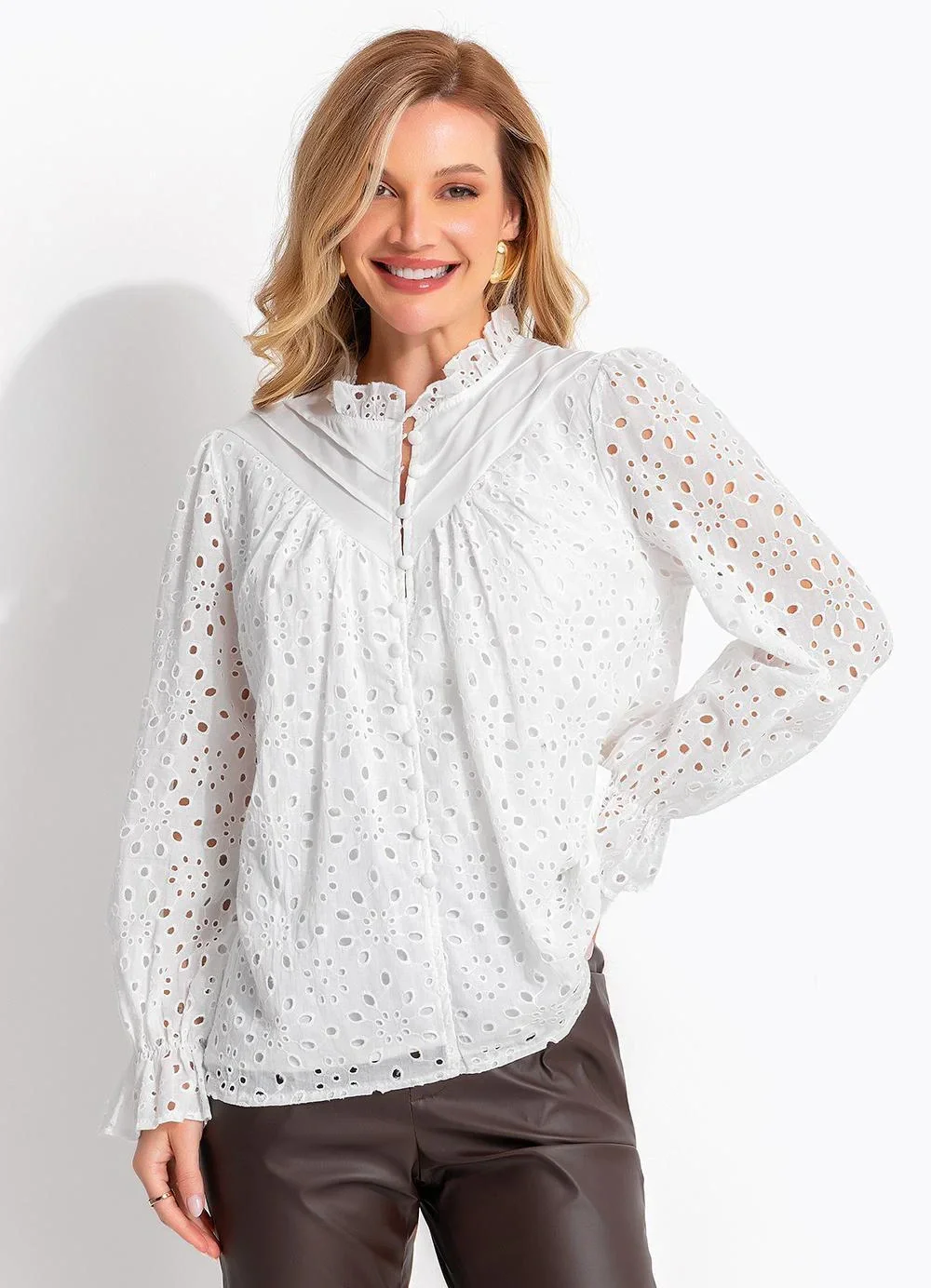 Quintess - Blusa Branca em Laise de Algodão