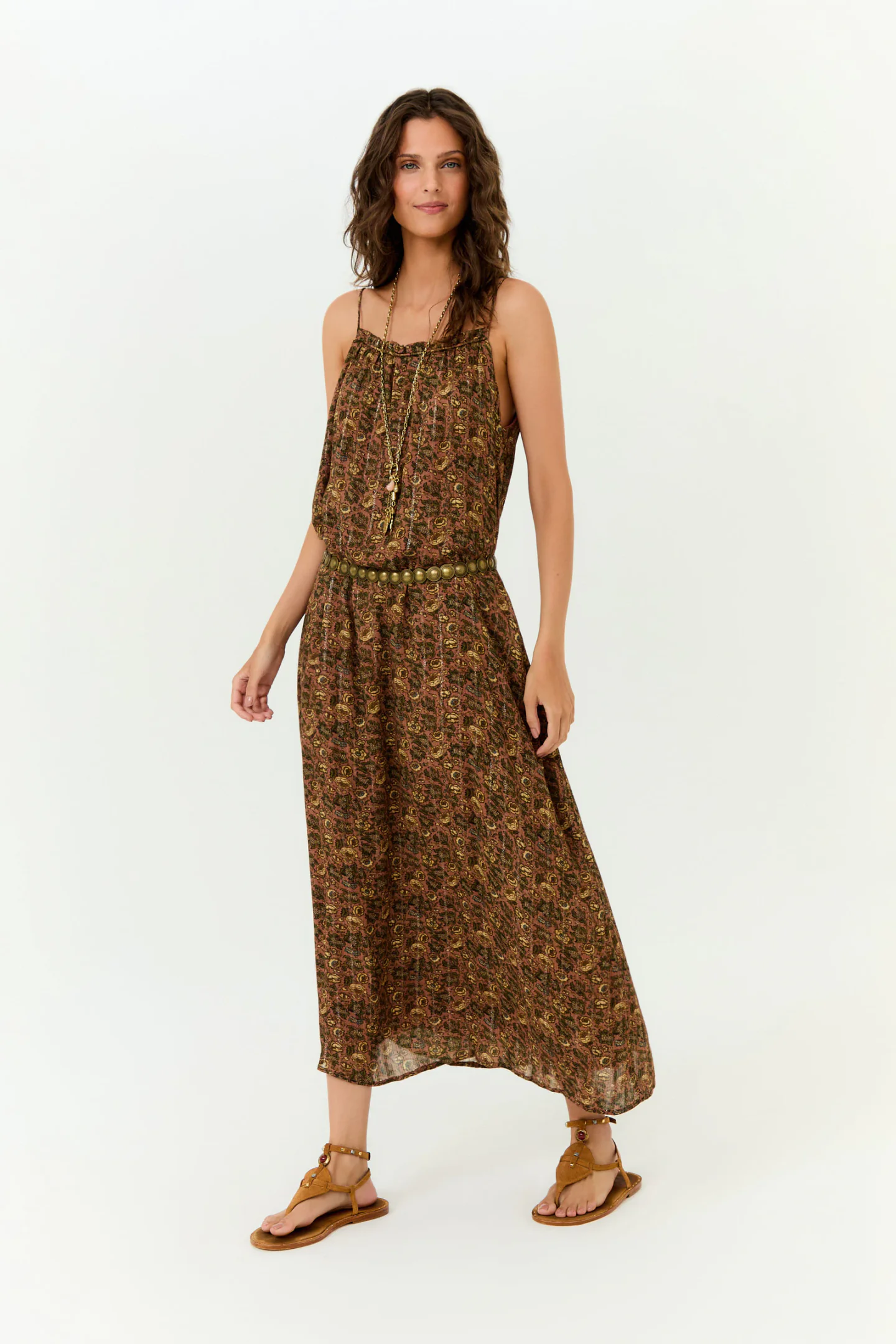 Vestido Midi Alcinha Estampa Peony